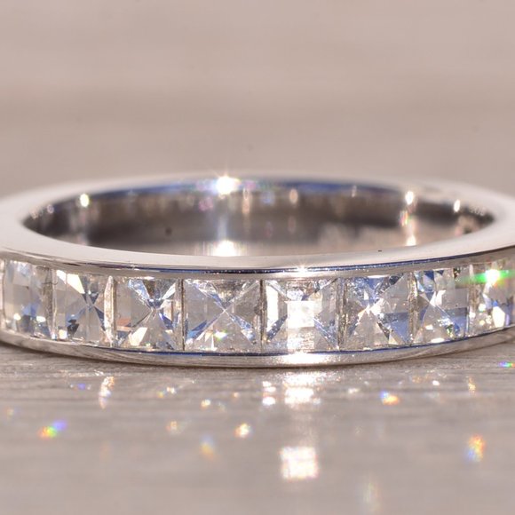 Designer Signed Blaze Cut Natural Diamond Band in White Gold - Picture 5 of 10